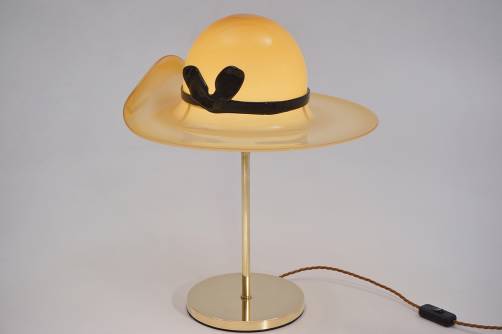 Venini Murano Glass hat lamp on a brass base, 1970`s ca, Italian